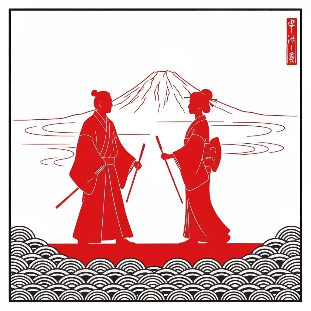 浮世绘风格人物插画